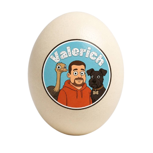 Страусине яйце з мерчем Мелмана «Valerich»